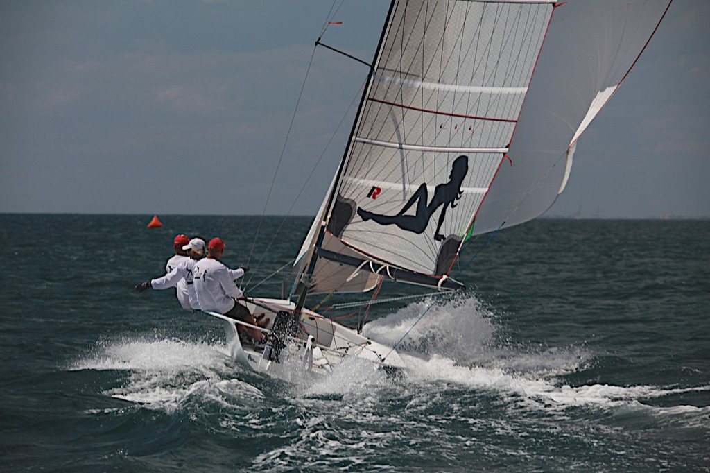 Mark Robins' Shaw 650 Shaw Thing was first and fastest in the second last race of the series. - Cockburn Sound Regatta © Bernie Kaaks